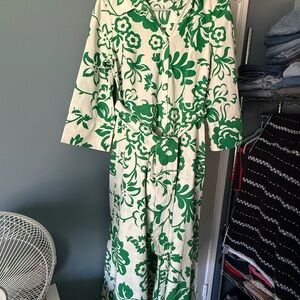 Zara White Jumpsuit with Green Floral Print